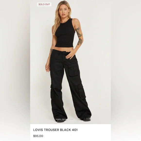 MOTEL LOVIS TROUSER CARGO BLACK 401 SIZE XL RETAIL $95 SOLD OUT NWT - Picture 2 of 7
